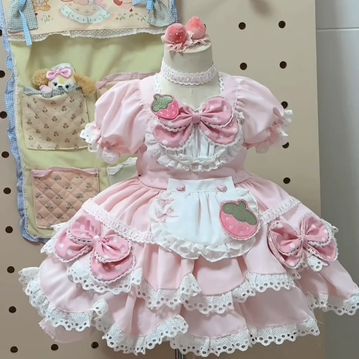 Summer Gauze Clothing - ชุดเดรสลูกไม้สีชมพูหวานน่ารักสไตล์โลลิต้าสำหรับเด็กผู้หญิง ประดับโบว์ ผ้าโปร่ง แต่งลูกไม้ เหมาะสำหรับงานวันเกิด งานอีด