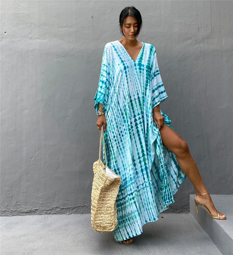 Summer Clothing For Older Women - พลัสขนาดผู้หญิง Beachwear Long Beach Coverups Kaftan