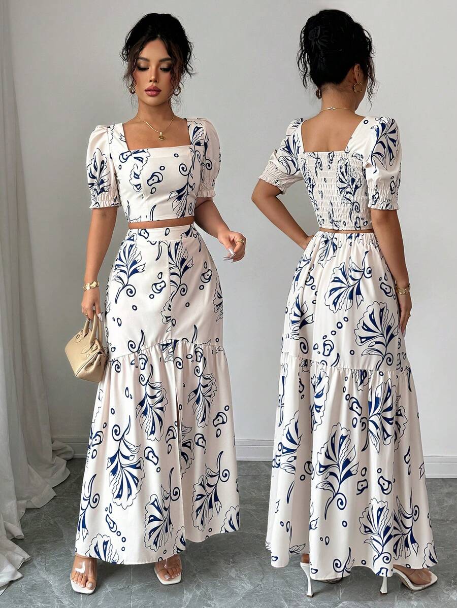 Summer Clothing For Older Women - ชุดเซ็ตสองชิ้นสำหรับผู้หญิง ฤดูร้อน ปี 2026 เสื้อพิมพ์ลายดอกไม้สุดเซ็กซี่ +