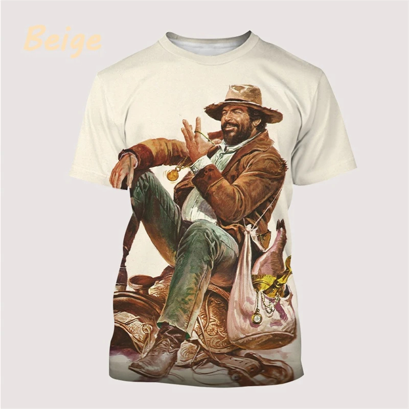 Summer Hill Clothing - เสื้อยืดคอกลมแขนลำลองขาสั้นพิมพ์ลาย3D ลายดอกไม้ Spencer Terence Hill เสื้อฮาราจูกุแฟชั่นใหม่ล่าสุด