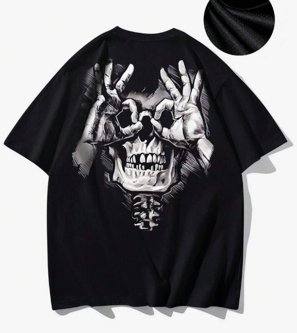 Summer Clothing Trends For Men 2026 - เสื้อยืดลายหัวกะโหลก 3 มิติ แฟชั่นเท่ๆ สไตล์สตรีท แขนสั้น