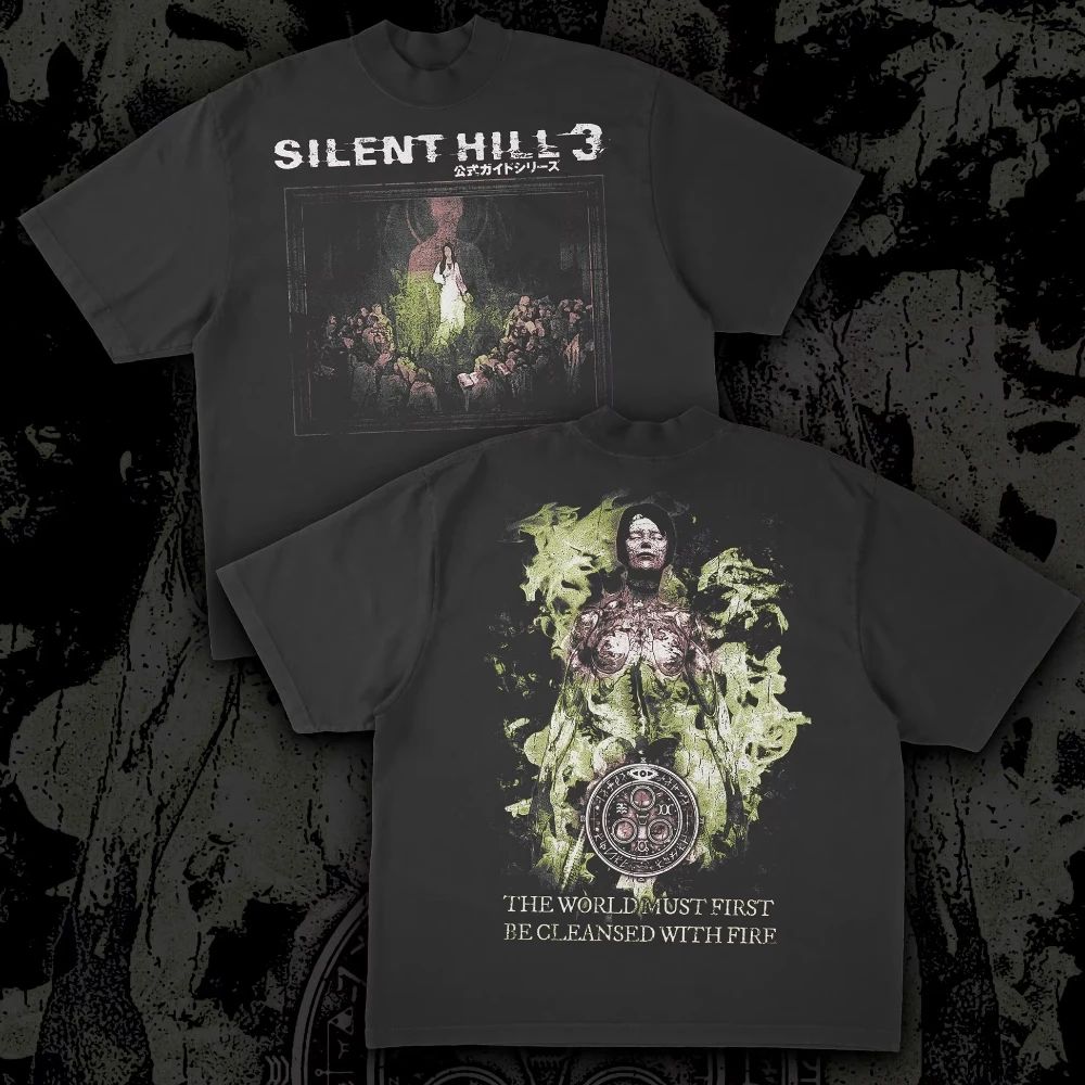 Summer Hill Clothing - เสื้อยืดลายเกมคลาสสิก Silent Hill 4 สำหรับฤดูร้อน ผ้าฝ้ายทรงโอเวอร์ไซส์