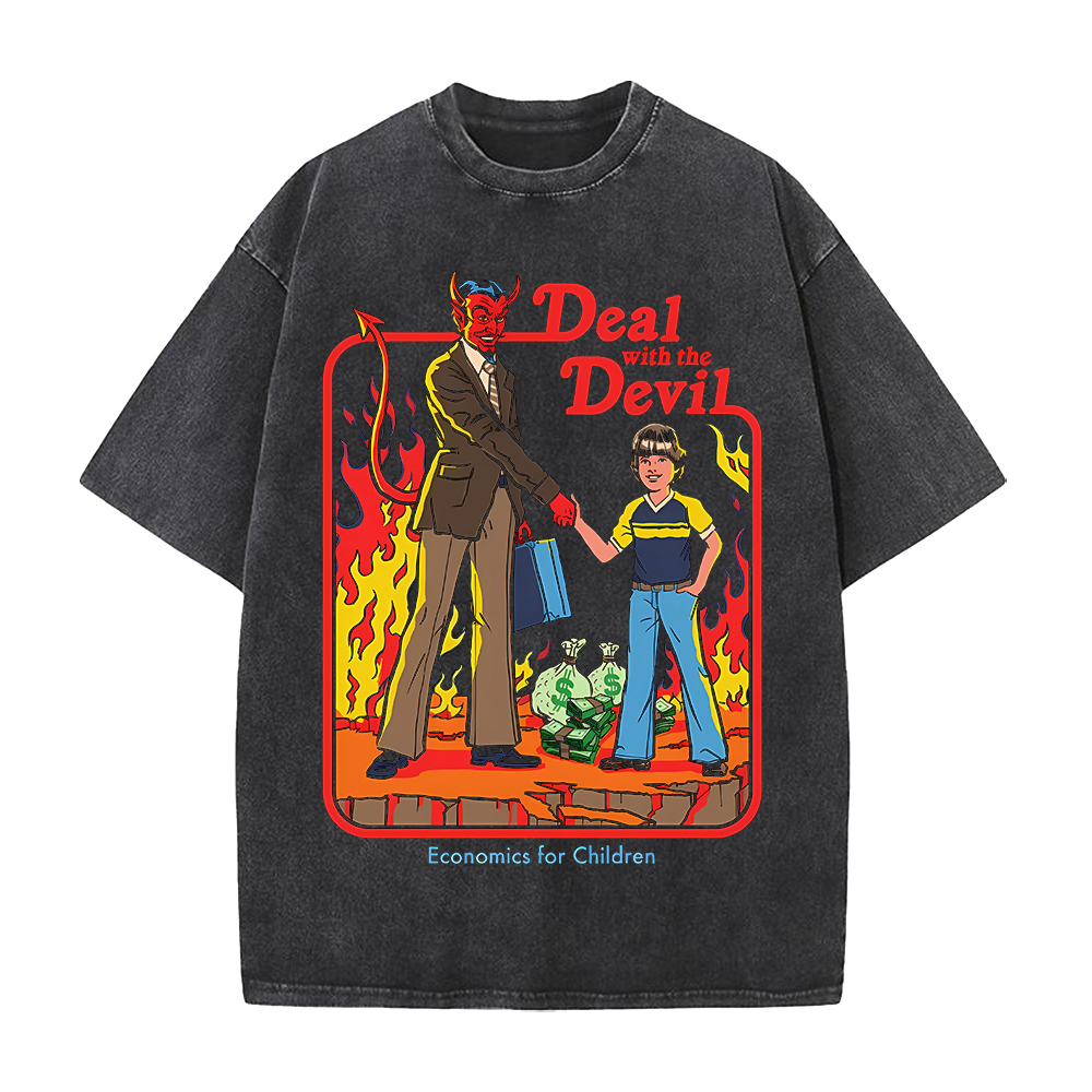 Summer Clothing Deals - เสื้อยืดพิมพ์ลาย Deal With The Devil สไตล์ดาร์กคอมมิค