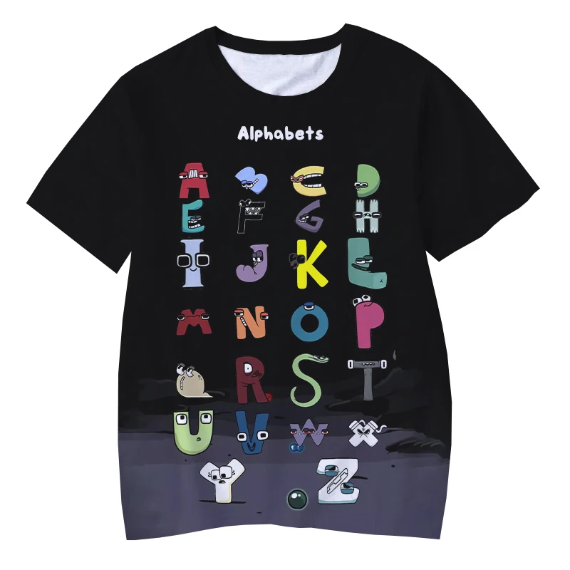 Summer Clothing Europe - เกมการ์ตูนสำหรับเด็ก Alphabet Lore 3D พิมพ์ลายเสื้อยืดแขนสั้นระบายอากาศได้ดีสำหรับฤดูร้อน 2-13