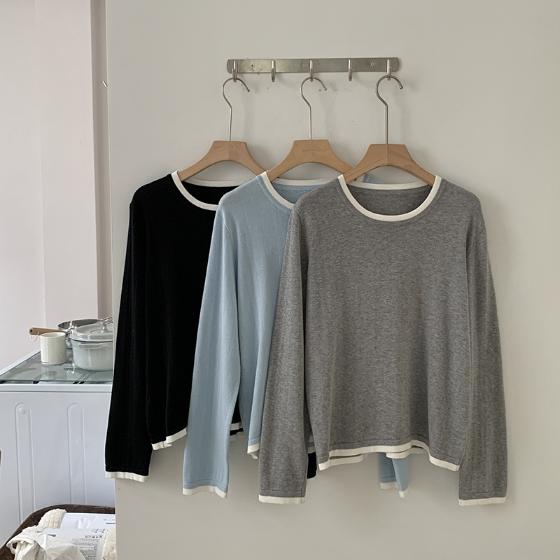 Summer Clothing Women - เสื้อผู้หญิงคอโอ แขนยาว ผ้าฝ้าย 100% ดีไซน์สีตัดกัน ไซส์ใหญ่