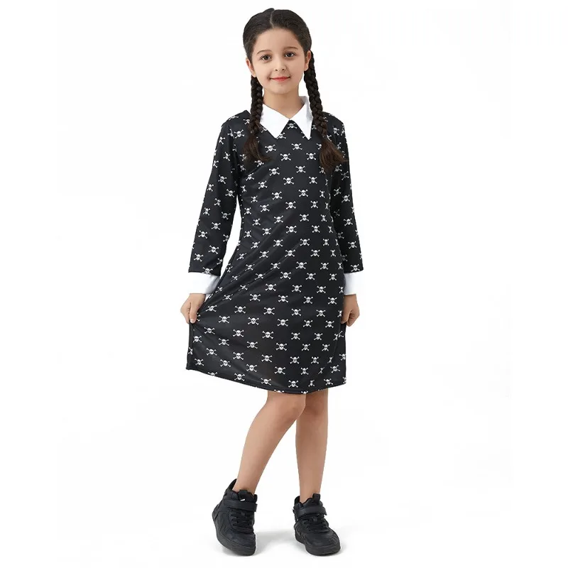 Summer Clothing Europe - ชุดเดรสในฤดูร้อนสำหรับเด็กผู้หญิงวันเดสเดย์อดัมส์ชุดคอสเพลย์ชุดสีดำสำหรับเด็กเสื้อผ้าสำหรับครอบครัว