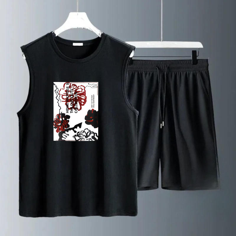 Summer Clothing Beach - ชุดเสื้อกล้ามผู้ชาย 2026 ชุดเสื้อผ้าแห้งเร็วสำหรับฤดูร้อน ชุด 2 ชิ้น