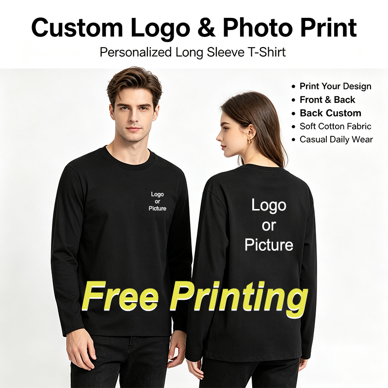 Summer Clothing Line - เสื้อยืดแขนยาวผ้าฝ้ายแบบกำหนดเองได้ แฟชั่นผู้ชาย พิมพ์ลาย คอกลม เสื้อยืดผู้หญิง สวมใส่สบายๆ