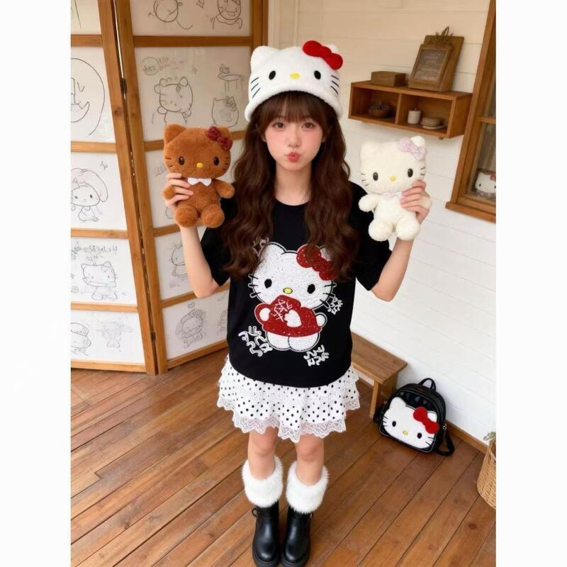 เสื้อยืดแขนสั้นลายการ์ตูนเฮลโล - Summer Clothing Line บทวิจารณ์และราคา