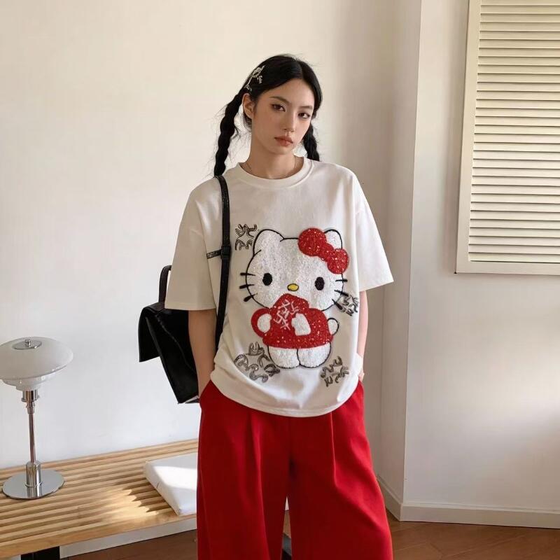 เสื้อยืดแขนสั้นลายการ์ตูนเฮลโล - Summer Clothing Line บทวิจารณ์และราคา
