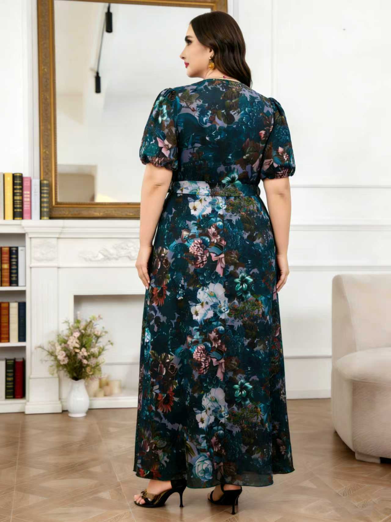 เดรสยาวลายดอกไม้สีเข้มสำหรับสา - Summer Clothing For Older Women บทวิจารณ์และราคา