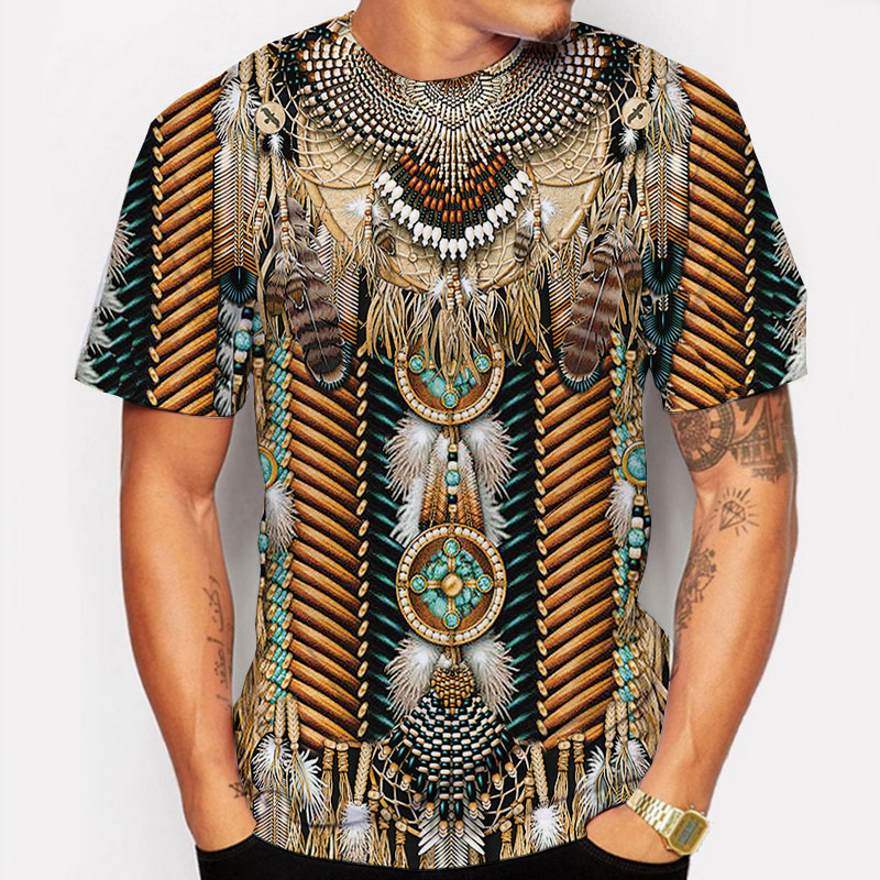 เสื้อยืดอินเดียลายชนเผ่า พิมพ์ - Indian Summer Vintage Clothing บทวิจารณ์และราคา
