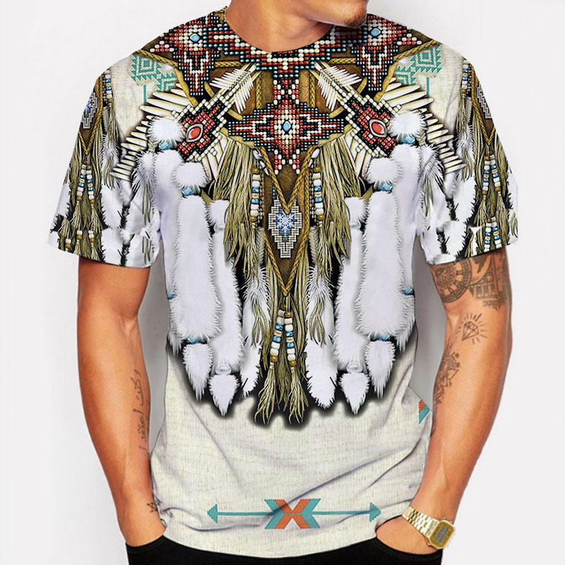 เสื้อยืดอินเดียลายชนเผ่า พิมพ์ - Indian Summer Vintage Clothing บทวิจารณ์และราคา