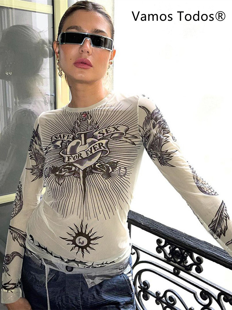 เสื้อยืดลายกราฟิกแขนยาวคอกลมสำ - Summer Gauze Clothing บทวิจารณ์และราคา