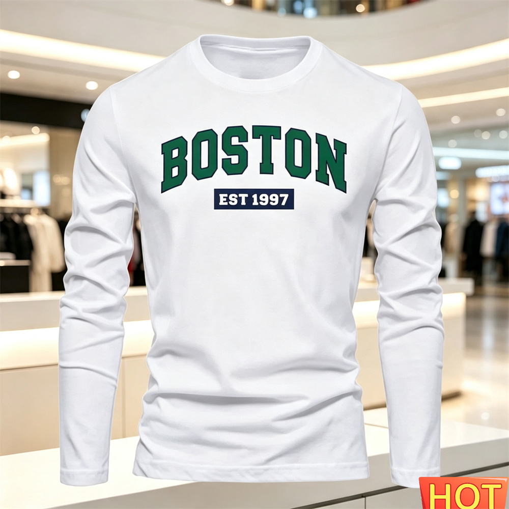 เสื้อยืดแขนยาวผู้ชายลายตัวอักษ - Summer Clothing Line บทวิจารณ์และราคา