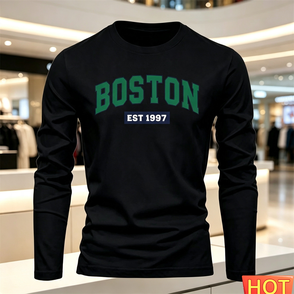 เสื้อยืดแขนยาวผู้ชายลายตัวอักษ - Summer Clothing Line บทวิจารณ์และราคา