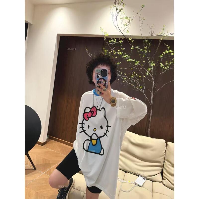 เสื้อยืดแขนยาวลายการ์ตูนเฮลโล  - Summer Clothing Women บทวิจารณ์และราคา