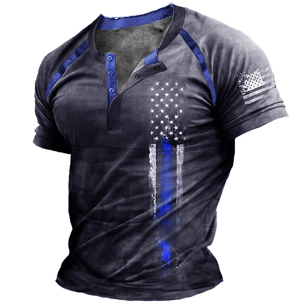 เสื้อเชิ้ตเฮนรี่พิมพ์ลายธงชาติ - Summer Clothing Line บทวิจารณ์และราคา