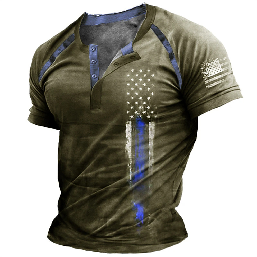 เสื้อเชิ้ตเฮนรี่พิมพ์ลายธงชาติ - Summer Clothing Line บทวิจารณ์และราคา