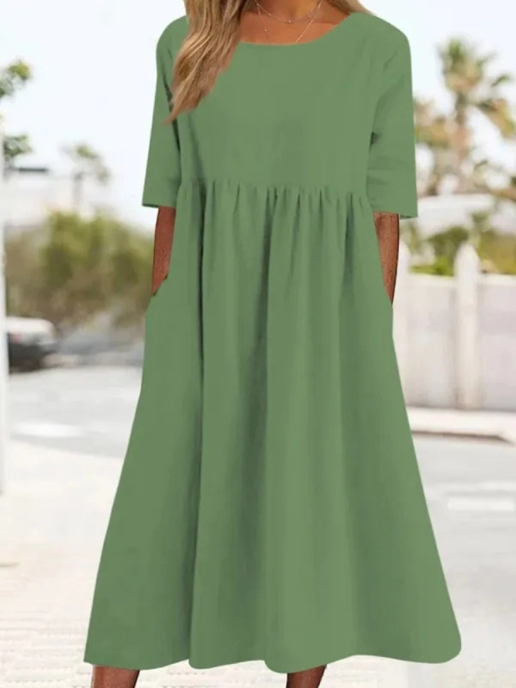 เดรสคอกลมแฟชั่นใหม่สำหรับผู้หญ - Summer Clothing For Older Women บทวิจารณ์และราคา