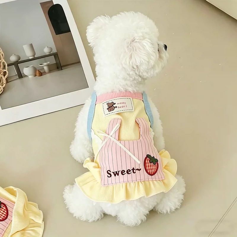 เสื้อผ้าสุนัขสีเหลือง-น้ำเงินส - Yellow Summer Clothing บทวิจารณ์และราคา