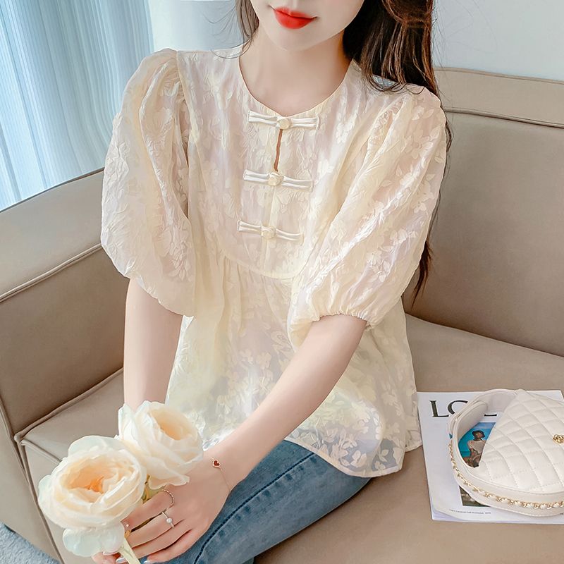 เสื้อยืดคอกลมผ้าโปร่งแขนสั้นทร - Summer Gauze Clothing บทวิจารณ์และราคา