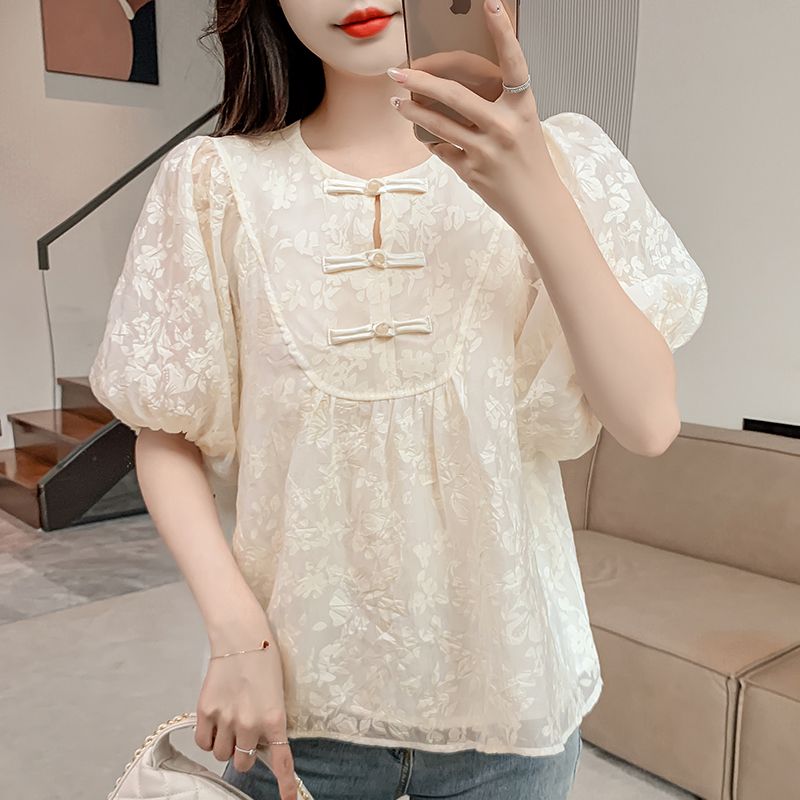 เสื้อยืดคอกลมผ้าโปร่งแขนสั้นทร - Summer Gauze Clothing บทวิจารณ์และราคา