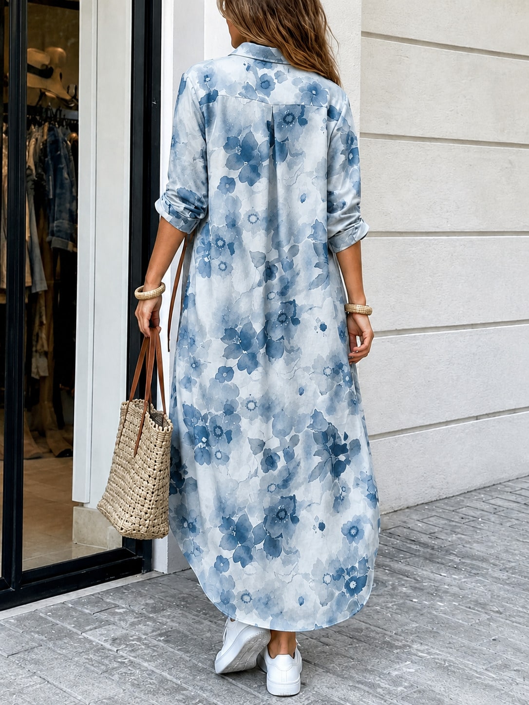ชุดเดรสเสื้อเชิ้ตพิมพ์ลายทรงหล - Summer Clothing For Older Women บทวิจารณ์และราคา