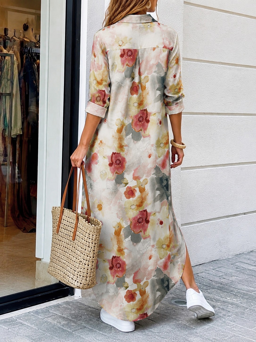 ชุดเดรสเสื้อเชิ้ตพิมพ์ลายทรงหล - Summer Clothing For Older Women บทวิจารณ์และราคา